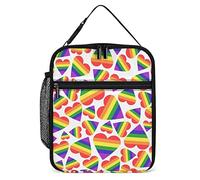 Pranzo al sacco riutilizzabile con cuori a strisce arcobaleno per uomo Donna Porta pranzo isolato piccolo LGBT per picnic da lavoro per adulti unisex
