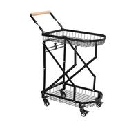 Pranzo Carrello multiuso con laminazione in metallo a 2 livelli | Tavolo da cucina ad isola con carrello portaoggetti multifunzione