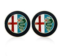 PRAOFRT 2 Pezzi 74mm Fregi Stemma Compatibili con Alfa Romeo Auto Logo Per Cofano Anteriore e Posteriore Emblema Stemmi in Metallo（Oro）