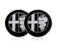 PRAOFRT 2 Pezzi 74mm Fregi Stemma Compatibili con Alfa Romeo Auto Logo Per Cofano Anteriore e Posteriore Emblema Stemmi in Metallo（Nero）