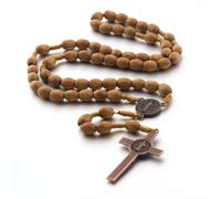 PRAOFRT Rosario Cattolico San Benedetto Collana Uomo Cristiano Catena Lunga di Perline Preghiera Amuleto Gioielli Religiosi Regalo Compleanno(B)