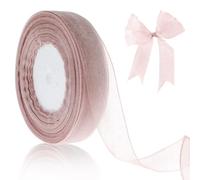 Prasacco 1 rotolo di nastro in organza rosa, 45 m x 25 mm, nastro regalo in organza, decorazione rosa trasparente per regali, bouquet, compleanni, matrimoni, Natale, capelli, artigianato fai da te