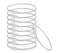 Prasacco 10 anelli portachiavi con corda metallica, 15 x 0.15 cm, in acciaio inox, morbido portachiavi con chiusura a vite, portachiavi multifunzione per bagagli, chiavi, ciondolo, Colore acciaio INOX