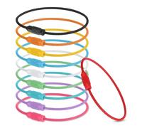 Prasacco 10 anelli portachiavi con corda metallica, 15 x 1,5 cm, in acciaio inox, morbido portachiavi con chiusura a vite, portachiavi multifunzione per bagagli, chiavi, ciondolo, multicolore, 15.5 cm