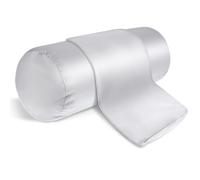 Prasacco 2 federe per cuscino cervicale, 41 x 15 cm, rivestimento per cuscino cervicale, in finta seta grigia, satinato, con chiusura lampo, per cuscini in memory foam e ruote per cuscino cervicale