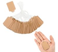 Prasacco 200 etichette per cartellini dei prezzi, 3 x 4,8 cm, carta per i prezzi, etichette regalo con filo, etichette da appendere a mano, per vestiti, gioielli e display