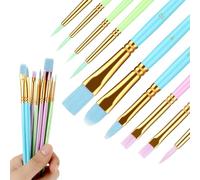 Prasacco Set di 10 pennelli in nylon, 5 pennelli rotondi e 5 pennelli piatti, 10 misure, piccoli pennelli per pittura a olio, pittura acrilica, pittura a gouache, pittura ad acquerello (blu, viola,