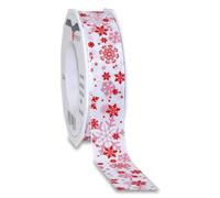 Prasent CAVALESE Printed Ribbon White/red 20 m Length, 25 mm Width, Polyester