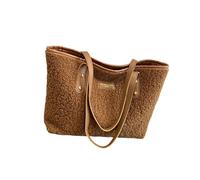 Pratica borsa a tracolla in peluche per il trasporto essenziale in un colore solido borse sotto le ascelle borsa per la città alla moda donna borsa a tracolla alla moda, Marrone, One Size