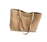Pratica borsa a tracolla in peluche per il trasporto essenziale in un colore solido borse sotto le ascelle borsa per la città alla moda donna borsa a tracolla alla moda, cachi, One Size