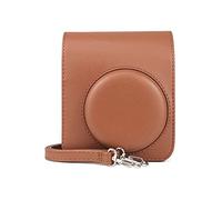 Pratica borsa a tracolla per fotocamera da donna e uomo, in pelle PU, borsa a tracolla per fotocamera Mini40, con cerniera, Marrone