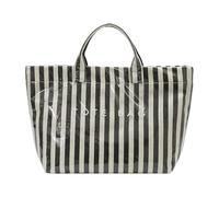 Pratica borsa con manico superiore in PVC e tela trasparente a righe per chiusura rapida essenziale borsa per laptop ideale per uso quotidiano, Nero , Medium