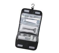 Pratica borsa cosmetica impermeabile di grande capacità di design tasche organizzative compatte borsa organizer da viaggio per adulti sezioni divise, Nero