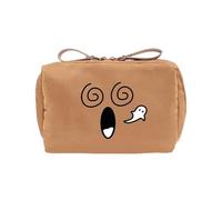 Pratica borsa per trucco, unisex, in nylon, con chiusura lampo, per il lavoro o l'uso quotidiano, con motivo sorriso, cachi