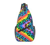 Pratica Borsello Uomo Cheetah Skin Rainbow Leopard Print Borsa A Tracolla Militare Moda Borsa A Spalla Uomo per Palestra Viaggio Trekking