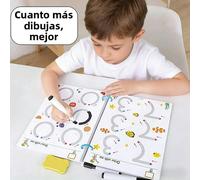Pratica di Pensiero e Illuminazione: Libro di Allenamento per la Presa della Penna, Riutilizzabile, Giocattoli Educativi Montessori, Cognizione Numerica e Alfabetica Linee base/32 pagine,Set completo 
