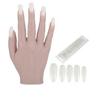 Pratica Nail Art Training Mano, Articolazione Flessibile Nail Art Training Mano Realistica Facile da Pulire Morbido con Punte False per Unghie per Nail Technician(02)