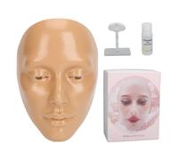 Pratica per il Trucco Lavagna per Viso 5d Full Face Riutilizzabile In Silicone per Manichino per Trucco con Olio Struccante da 20ml e Supporto, Trucco per Viso per Principianti (Wheatish)