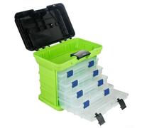 Pratica scatola da pesca a 4 ripiani per uso in acqua dolce e salata, costruzione, funzionamento fluido del cassetto, distribuzione bilanciata del peso per una facile maneggevolezza (verde)