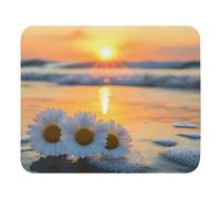Pratica Tappetino per Il Mouse Daisies Set Against a Glowing Sunset Over The Ocean Gaming Mousepad Tappetino per Mouse 25x30cm per Ufficio,Laptop,Casa