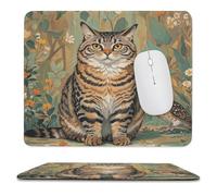 Pratica Tappetino per Il Mouse Louis Wayne Cat And Owl Printed 25X30Cm, Tampone per Mouse Bordi Cuciti Gaming Mousepad per Ufficio Laptop Computer
