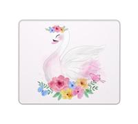 Pratica Tappetino per Il Mouse, Lovely Swan with Flowers, antisfilacciamento Tappetini Mouse, Mousepads, 25X30cm, Notebook, PC, Computer