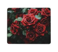 Pratica Tappetino per Il Mouse, Red And Roses Black, antisfilacciamento Tappeto Mouse, Mousepads, 25X30cm, PC, Notebook, Laptop