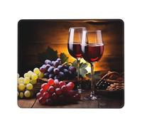 Pratica Tappeto Mouse, Red Wine Galsses And Grapes with Wooden Tappetino per Il Mouse Superficie Liscia Gaming Mousepad per Computer PC Notebook