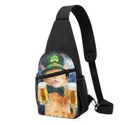 Pratica Zaino A Monospalla Cool Cat With Hat Beer Mugs Funny Drink Borsa A Tracolla Sul Petto Unisex Borsa A Petto per Alpinismo Viaggio Palestra