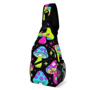 Pratica Zaino Monospalla Trippy Magic Neon Mushrooms Borsa A Tracolla Militare Libero,Antifurto Borsa Tattica Sul Petto Militare per Campeggio Donna Uso Quotidiano