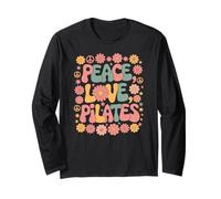 Praticante di Pilates anni '60 '70 Hippie Retro Peace Love Pilates Maglia a Manica