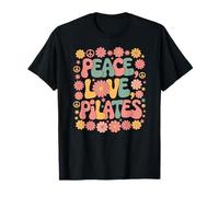 Praticante di Pilates anni '60 '70 Hippie Retro Peace Love Pilates Maglietta