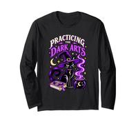 Praticare Le Arti oscure Strega Gatto Nero Halloween Maglia a Manica