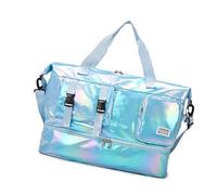 Pratiche borse da viaggio Oxford con tasca per scarpe ventilata Design separazione asciutto bagnato per lo sport essenziale organizzazione borsa fitness con tracolla regolabile, Blu, Bellezza di massa