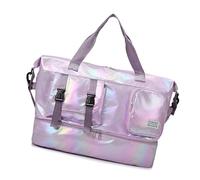 Pratiche borse da viaggio Oxford con tasca per scarpe ventilata, design separazione asciutto e bagnato, per lo sport, essenziale, palestra, borsone con manici rinforzati, Viola, Bellezza di massa