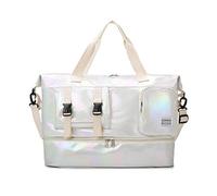 Pratiche borse da viaggio Oxford con tasca per scarpe ventilata per separare il bagnato asciutto per lo sport, essenziale organizzazione, pratica borsa sportiva per yoga e palestra e viaggi, bianco