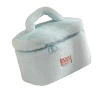 Pratici robusti sacchetti di trucco in peluche con accessorio alla moda con cerniera per l'organizzazione degli amanti della bellezza, Blu