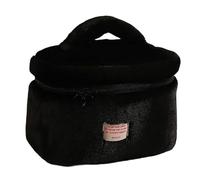 Pratici robusti sacchetti di trucco in peluche con accessorio alla moda con cerniera per l'organizzazione degli amanti della bellezza, Nero