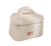 Pratici robusti sacchetti di trucco in peluche con cerniera accessorio alla moda per gli amanti della bellezza Organizzazione Travel Makeup Bag, bianco, Taglia unica
