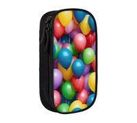 Pratico astuccio con palloncini colorati con stampa di cielo blu, multi-scomparto, per ufficio, viaggi, scuola, arte e uso quotidiano, Nero , Taglia unica, Con tasca per il