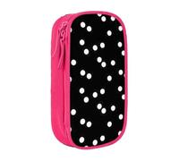 Pratico astuccio con stampa a pois neri e bianchi, multi-scomparto, per ufficio, viaggi, scuola, arte e uso quotidiano, rosa, Taglia unica, Con tasca per il