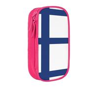 Pratico astuccio con stampa con bandiera finlandese, multi-scomparto, per ufficio, viaggi, scuola, arte e uso quotidiano, rosa, Taglia unica, Con tasca per il