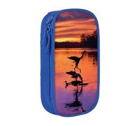 Pratico astuccio con stampa di anatre selvatiche che volano e caccia, multi-scomparto, per ufficio, viaggi, scuola, arte e uso quotidiano, Blu, Taglia unica, Con tasca per il