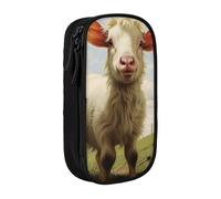 Pratico astuccio con stampa di animali della fattoria, multi-scomparto, per ufficio, viaggi, scuola, arte e uso quotidiano, Nero , Taglia unica, Con tasca per il
