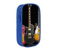 Pratico astuccio con stampa di chitarra elettrica, multi-scomparto, per ufficio, viaggi, scuola, arte e uso quotidiano, Blu, Taglia unica, Con tasca per il