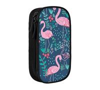 Pratico astuccio con stampa di cigno floreale, multi-scomparto, per ufficio, viaggi, scuola, arte e uso quotidiano, Nero , Taglia unica, Con tasca per il