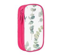 Pratico astuccio con stampa di foglie di eucalipto, multi-scomparto, per ufficio, viaggi, scuola, arte e uso quotidiano, rosa, Taglia unica, Con tasca per il