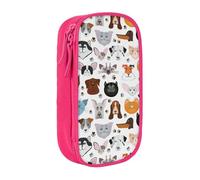 Pratico astuccio con stampa di matti di cane e gatto, bulldog, beagle, labrador, multi-scomparto, per ufficio, viaggi, scuola, arte e uso quotidiano, rosa, Taglia unica, Con tasca per il