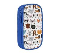 Pratico astuccio con stampa di matti di cane e gatto, bulldog, beagle, labrador, multi-scomparto, per ufficio, viaggi, scuola, arte e uso quotidiano, Blu, Taglia unica, Con tasca per il