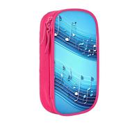 Pratico astuccio con stampa di note musicali blu cielo multi-scomparto ufficio viaggi scuola arte forniture quotidiane, rosa, Taglia unica, Con tasca per il